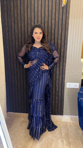 Blue drape saree Blue drape saree