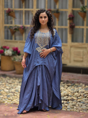 Embroidered neck drape set - grey Embroidered neck drape set - grey