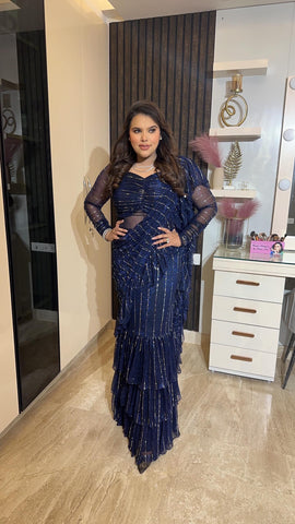 Blue drape saree Blue drape saree