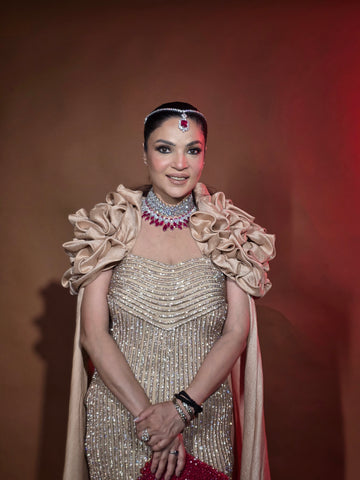 Wired cape sleeves gown Wired cape sleeves gown