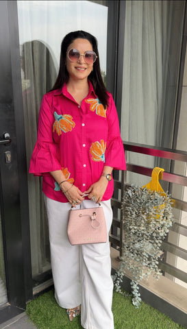 Hot pink cotton shirt Hot pink cotton shirt