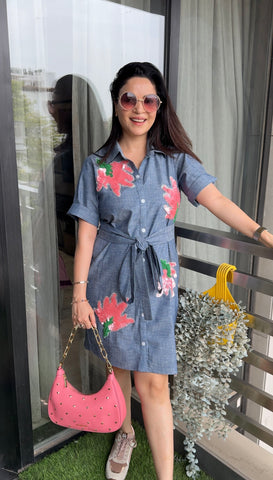 Denim Dress with handwork Denim Dress with handwork