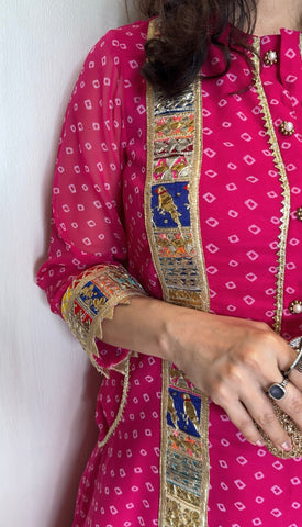 Pink Bandhani Kurta Set Pink Bandhani Kurta Set