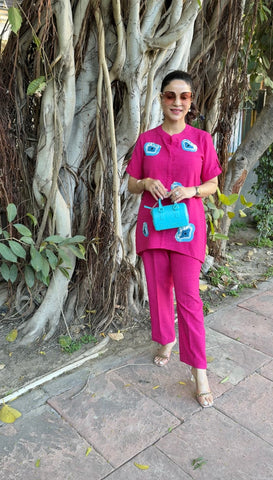 Hot pink linen cord set Hot pink linen cord set