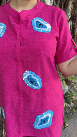 Hot pink linen cord set Hot pink linen cord set