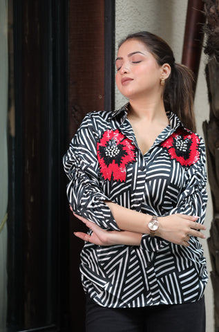 Hand work flower shirt Hand work flower shirt