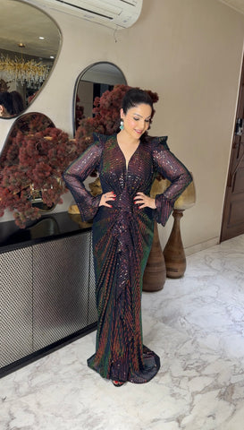 Sequins front drape dress Sequins front drape dress