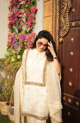 White Chanderi suit White Chanderi suit