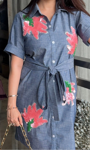 Denim Dress with handwork Denim Dress with handwork