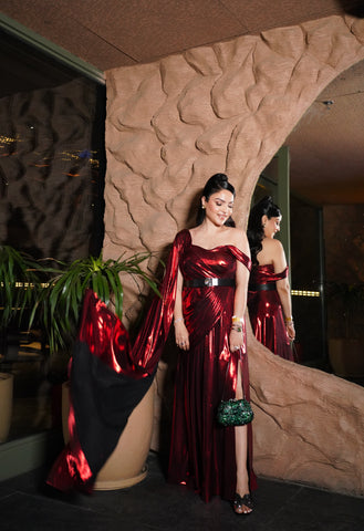 Metallic drape gown Metallic drape gown