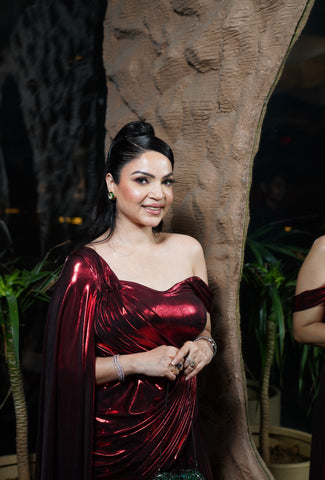 Metallic drape gown Metallic drape gown