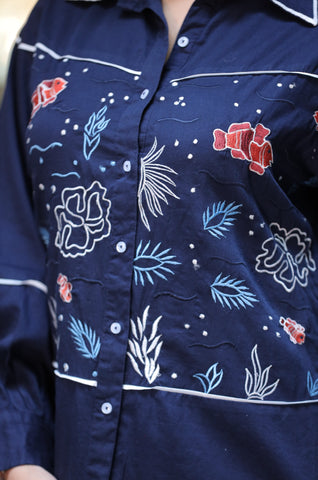 Fish embroidery shirt Fish embroidery shirt