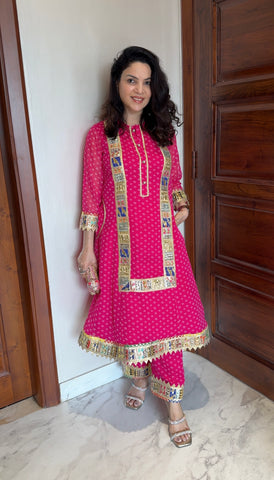 Pink Bandhani Kurta Set Pink Bandhani Kurta Set