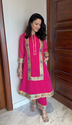 Pink Bandhani Kurta Set Pink Bandhani Kurta Set