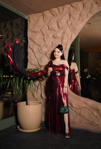 Metallic drape gown Metallic drape gown