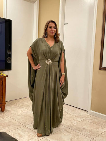 Draped Georgette Kaftan with Slits Draped Georgette Kaftan with Slits
