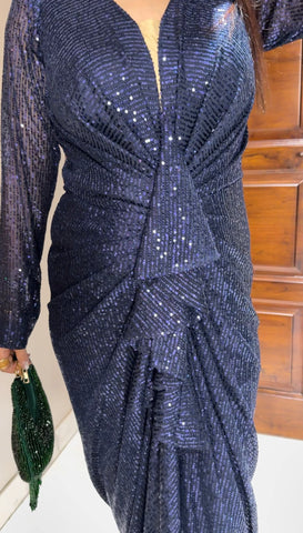 Blue front draping dress Blue front draping dress