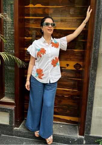 Hand work Flower Shirt Hand work Flower Shirt