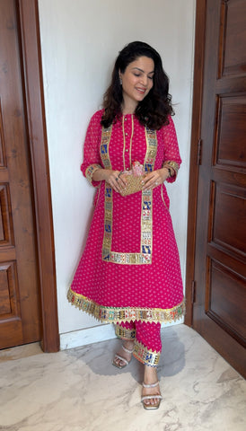 Pink Bandhani Kurta Set Pink Bandhani Kurta Set