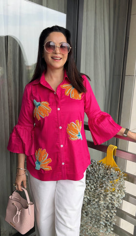 Hot pink cotton shirt Hot pink cotton shirt