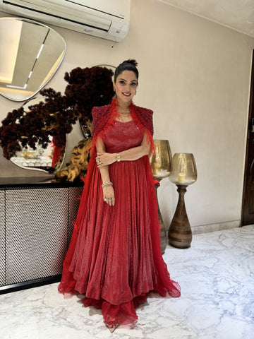 Anarkali with handwork cape Anarkali with handwork cape