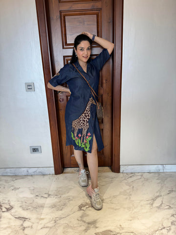 Giraffe themed dress - Dark Blue Giraffe themed dress - Dark Blue