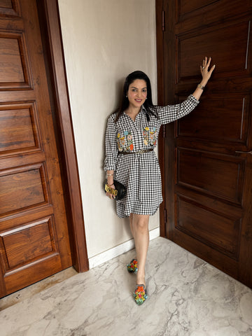 Check Handwork Shirt Dress Check Handwork Shirt Dress