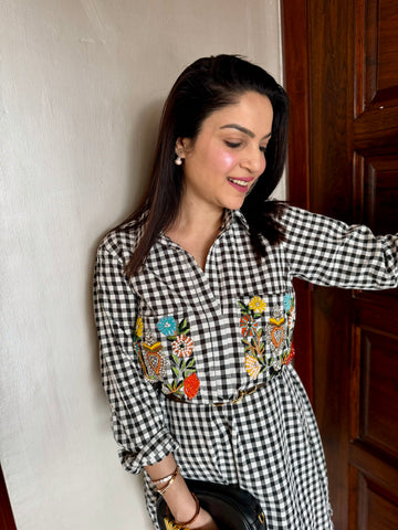 Check Handwork Shirt Dress Check Handwork Shirt Dress