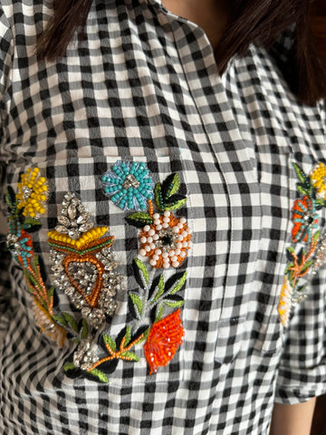 Check Handwork Shirt Dress Check Handwork Shirt Dress