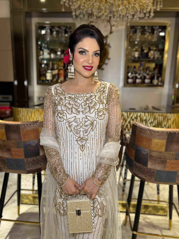 White Embroidered Heavy Sharara Suit White Embroidered Heavy Sharara Suit