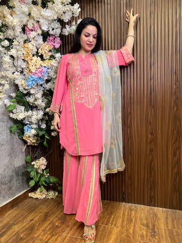 Pink Gharara Suit Pink Gharara Suit