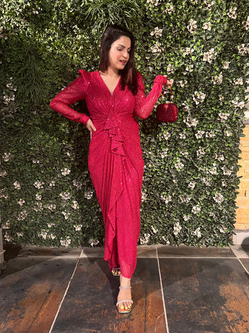 Gown with Front Drapping Gown with Front Drapping