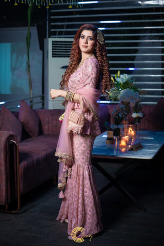 Pink Sharara Suit Set Pink Sharara Suit Set