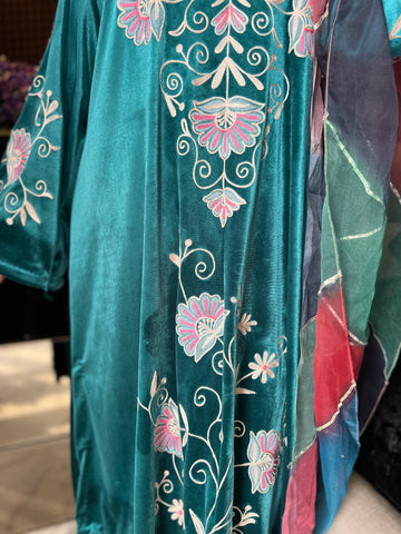 Velvet aari work suit Velvet aari work suit