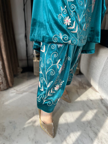 Velvet aari work suit Velvet aari work suit