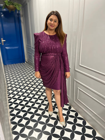 Wine sequins tail dress Wine sequins tail dress