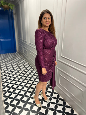 Wine sequins tail dress Wine sequins tail dress