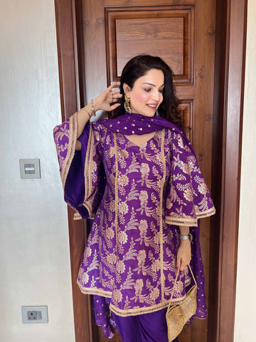 Purple Bell Sleeves Suit Purple Bell Sleeves Suit
