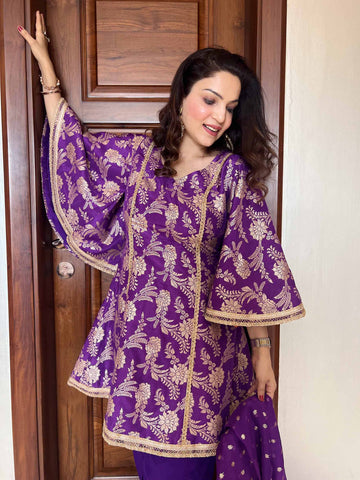 Purple Bell Sleeves Suit Purple Bell Sleeves Suit
