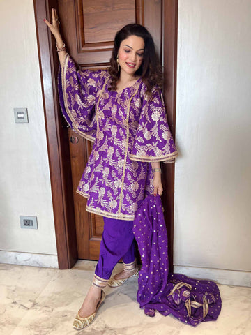 Purple Bell Sleeves Suit Purple Bell Sleeves Suit