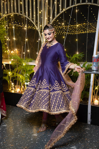 Anarkali suit with aari work detaling Anarkali suit with aari work detaling