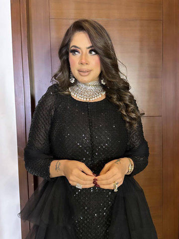 Sequin Delight Gharara Set with Frilled Dupatta Sequin Delight Gharara Set with Frilled Dupatta