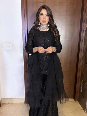 Sequin Delight Gharara Set with Frilled Dupatta Sequin Delight Gharara Set with Frilled Dupatta