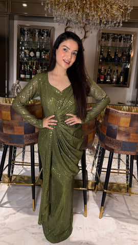 Sequins draping long dress