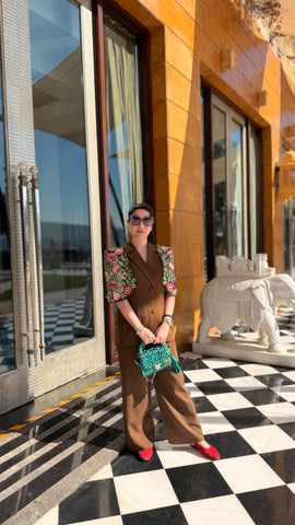 Cape sleeves blazer set