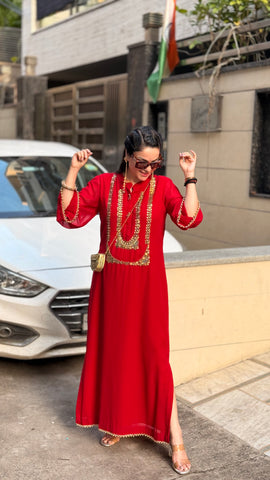 Long red kurta