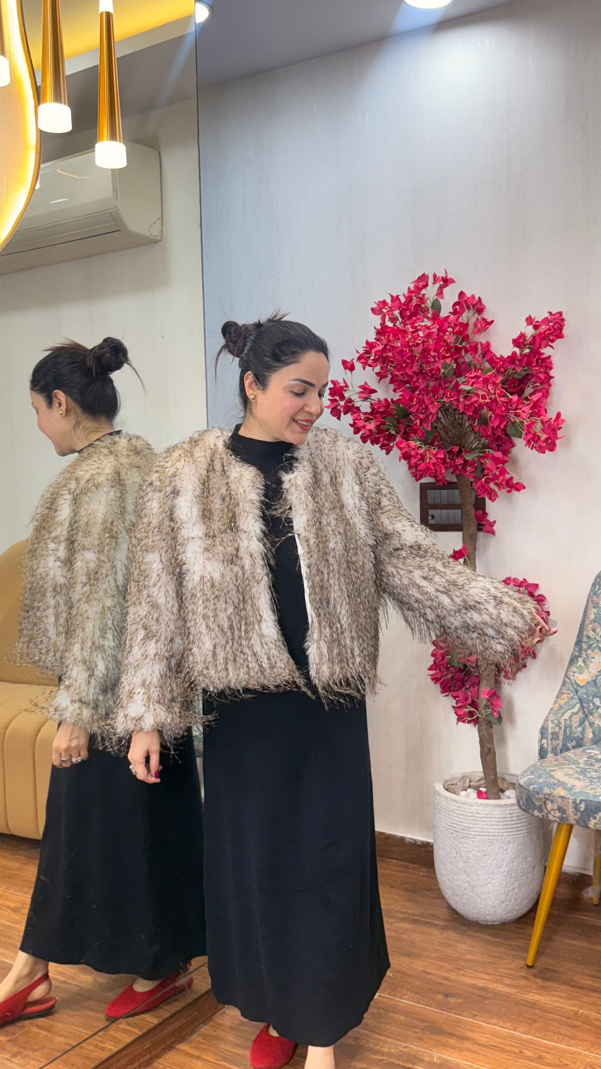 Turkey goldenish fur coat