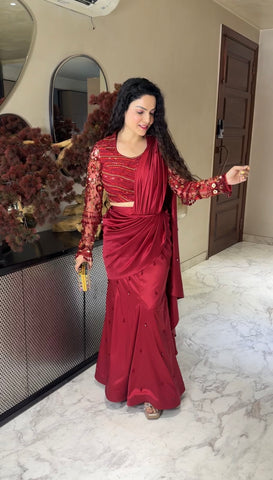 Embroidered drape saree
