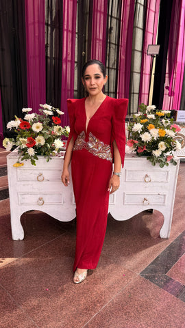 Hand embroidered gown