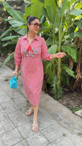 Stripes handwork dress